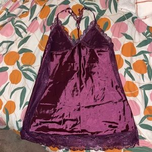 Purple Lace Detail Slip Dress